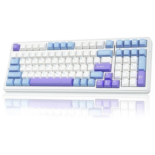 AULA F99 96% Tri-Mode Wireless Mechanical Gaming Keyboard with Knob | White, Graywood Switch (F99UWW)
