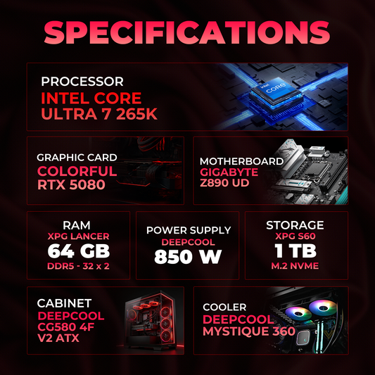 StudBud Gaming Beast | Intel Core Ultra 7 265K + RTX 5080 Gaming PC