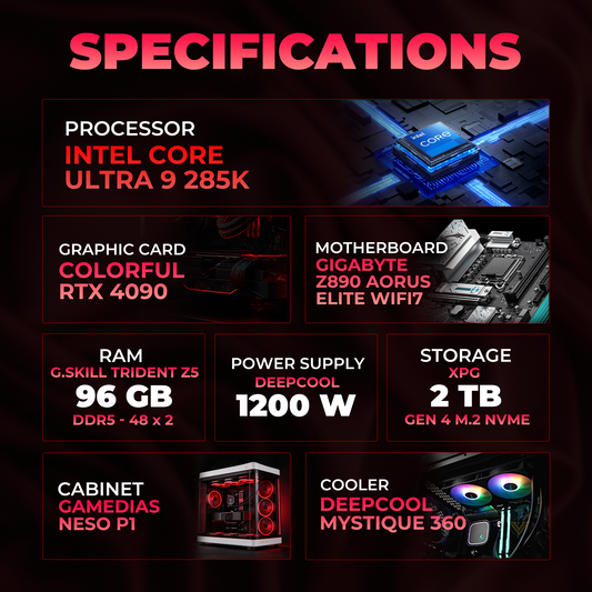 StudBud Workstation Beast | Intel Core Ultra 9 285K + RTX 4090 Workstation PC