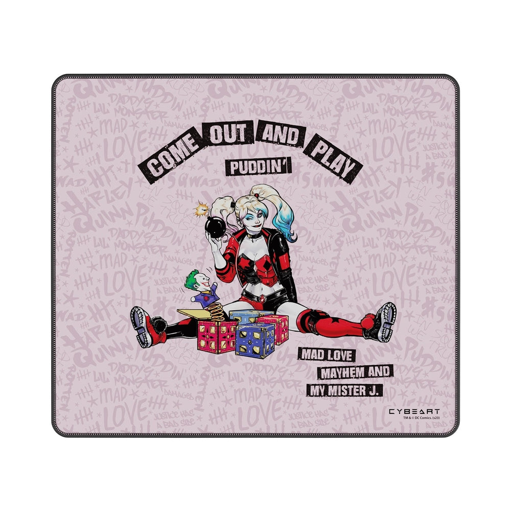 Cybeart | Harley Quinn Gaming Desk Mat | Waterproof, Never Slip Base, Stitched Edges, Esports Grade