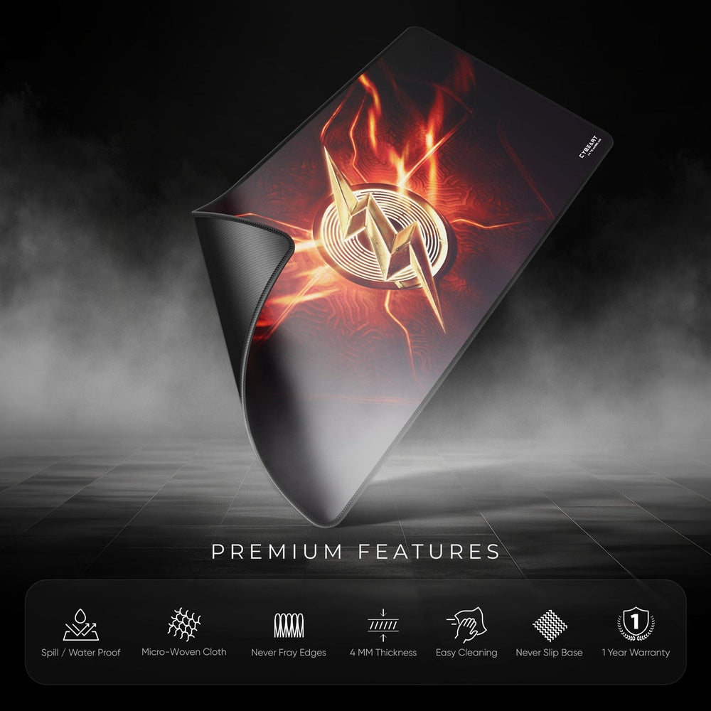 Cybeart | The Flash Gaming Desk Mat | Waterproof, Never Slip Base, Stitched Edges, Esports Grade
