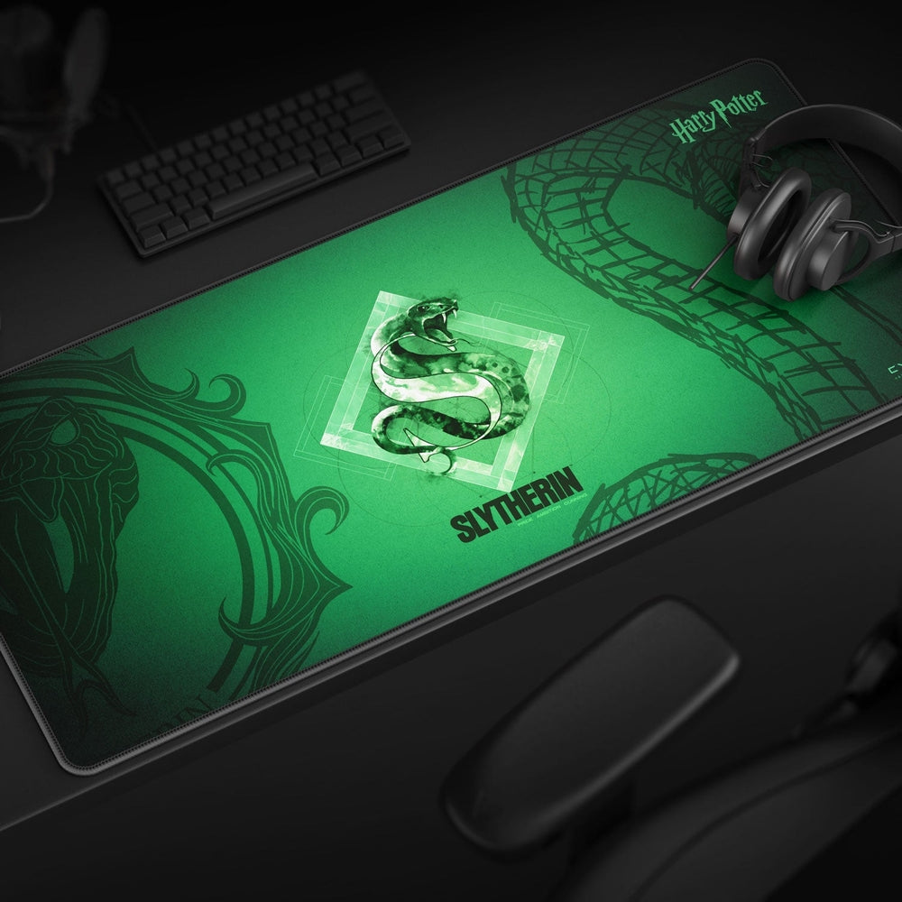 Cybeart | Slytherin Gaming Desk Mat | Waterproof, Never Slip Base, Stitched Edges, Esports Grade