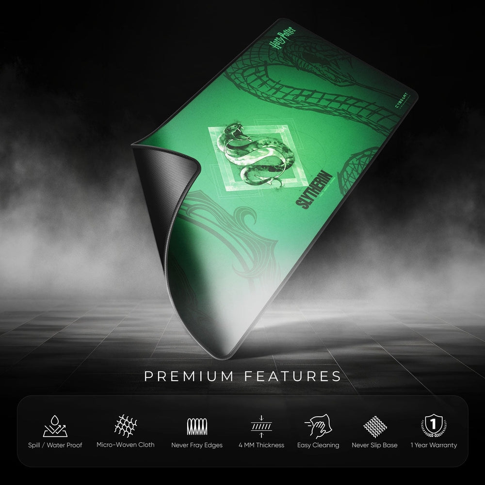 Cybeart | Slytherin Gaming Desk Mat | Waterproof, Never Slip Base, Stitched Edges, Esports Grade