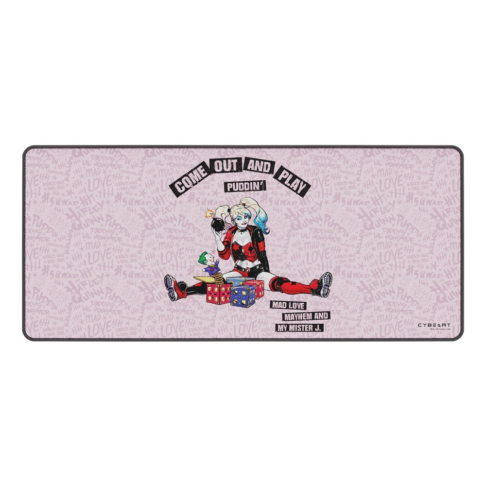 Cybeart | Harley Quinn Gaming Desk Mat | Waterproof, Never Slip Base, Stitched Edges, Esports Grade