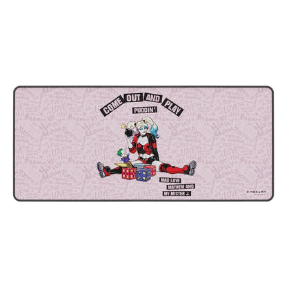 Cybeart | Harley Quinn Gaming Desk Mat | Waterproof, Never Slip Base, Stitched Edges, Esports Grade