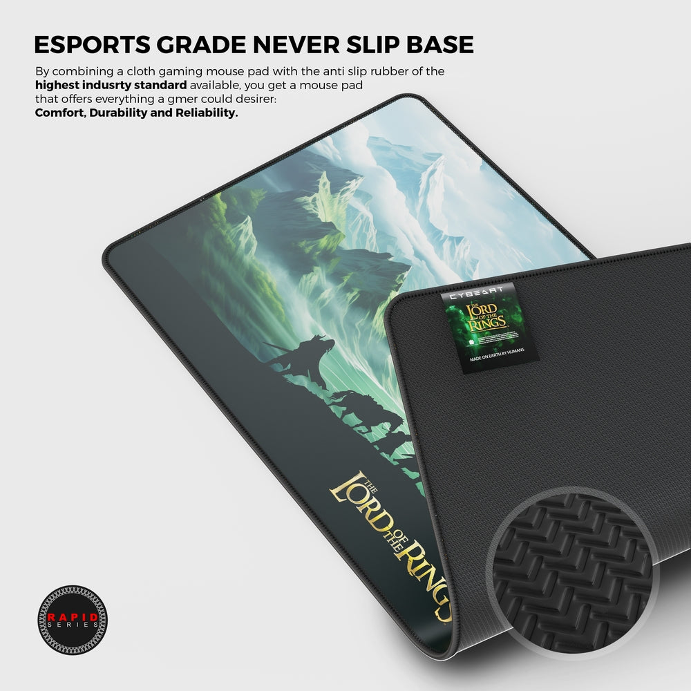 Cybeart | Lord of The Rings Gaming Desk Mat | Waterproof, Never Slip Base, Stitched Edges, Esports Grade