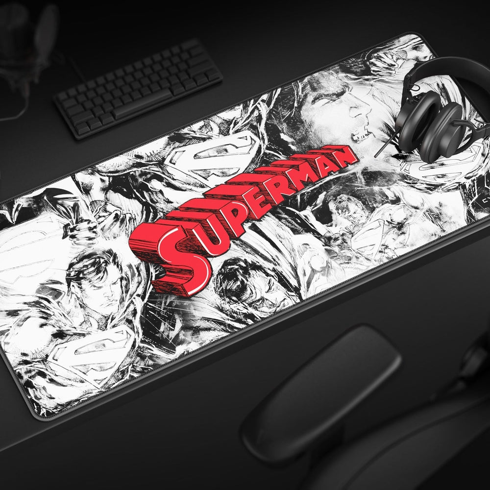 Cybeart | Superman Jim Lee Edition Gaming Desk Mat | Waterproof, Never Slip Base, Stitched Edges, Esports Grade