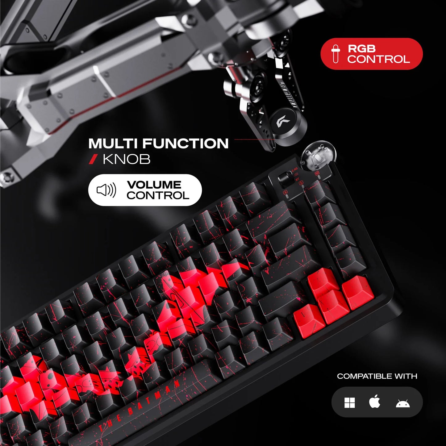 Cybeart Nighthawk 75 The Batman TKL Tri-Mode Wireless RGB Mechanical Keyboard