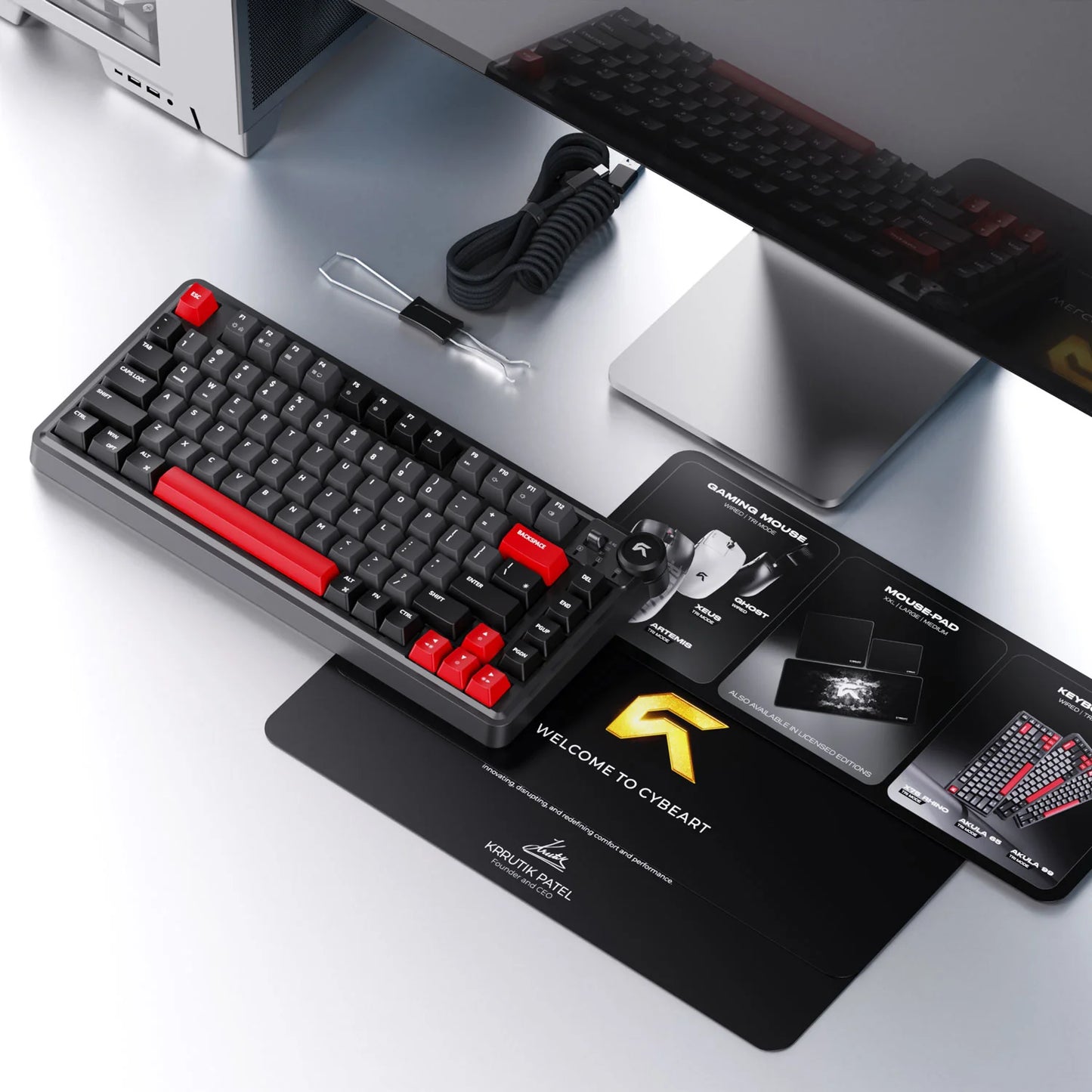 Cybeart Nighthawk 75 TKL Tri-Mode Wireless RGB Mechanical Keyboard Black