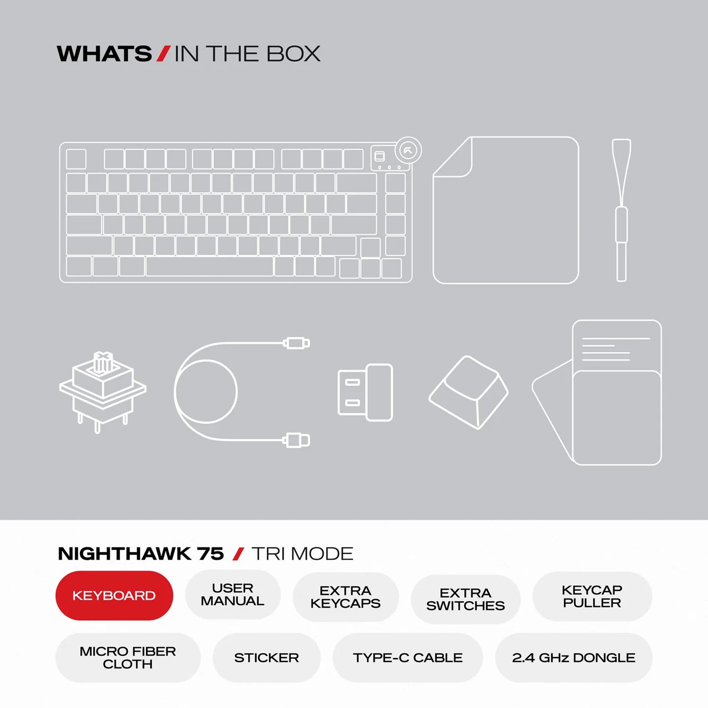 Cybeart Nighthawk 75 TKL Tri-Mode Wireless RGB Mechanical Keyboard