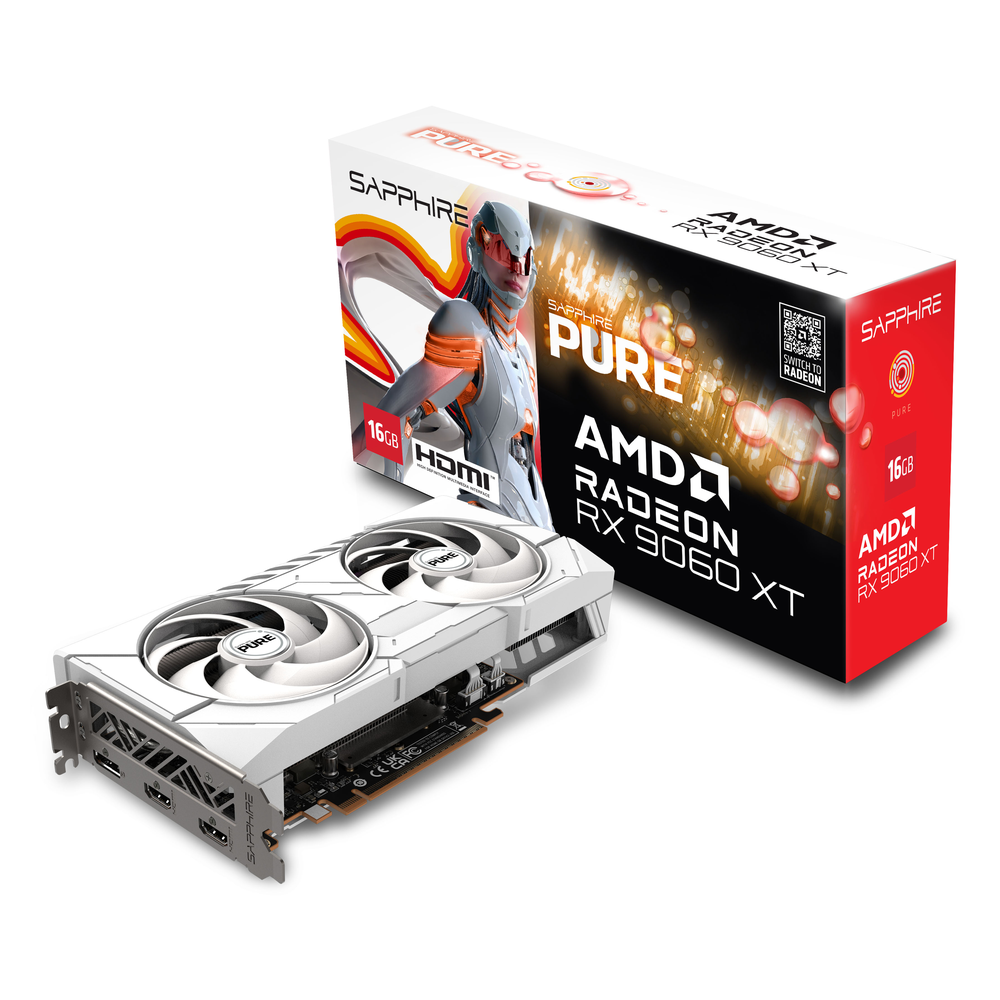 SAPPHIRE PURE AMD Radeon RX 9060 XT OC 16GB GDDR6 Graphics Card