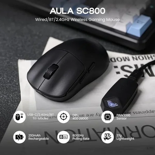 AULA SC800 Tri-Mode Wireless Ultra-Light Gaming Mouse | Black (SC800B)