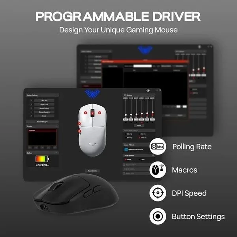 AULA SC800 Tri-Mode Wireless Ultra-Light Gaming Mouse | Black (SC800B)