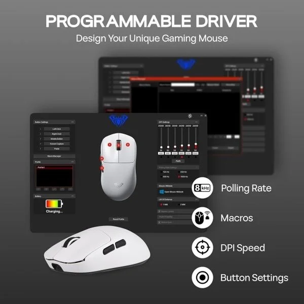 AULA SC800 Tri-Mode Wireless Ultra-Light Gaming Mouse | White (SC800W)