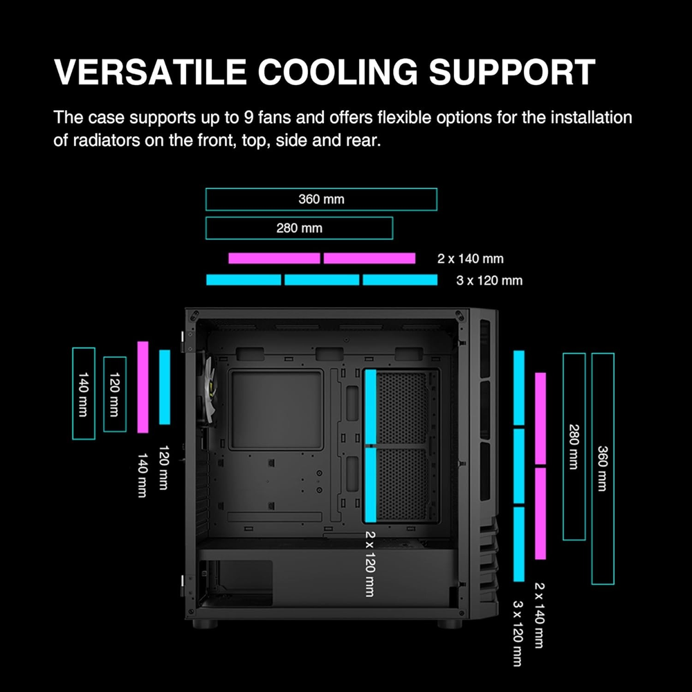 GAMDIAS Argus M4 ARGB ATX Mid Tower Gaming Case (Black)