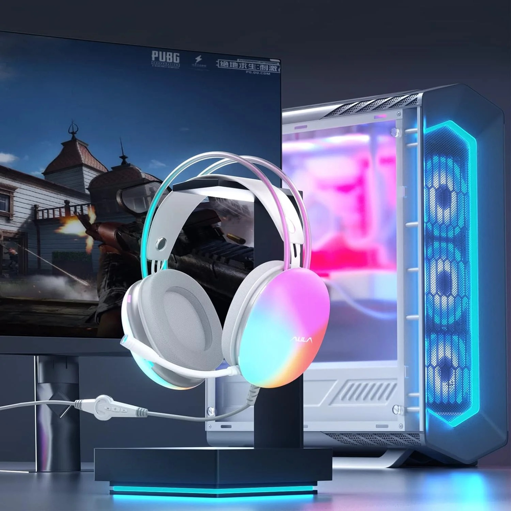 AULA S505 RGB USB Wired Gaming Headset | Pink (S505P)