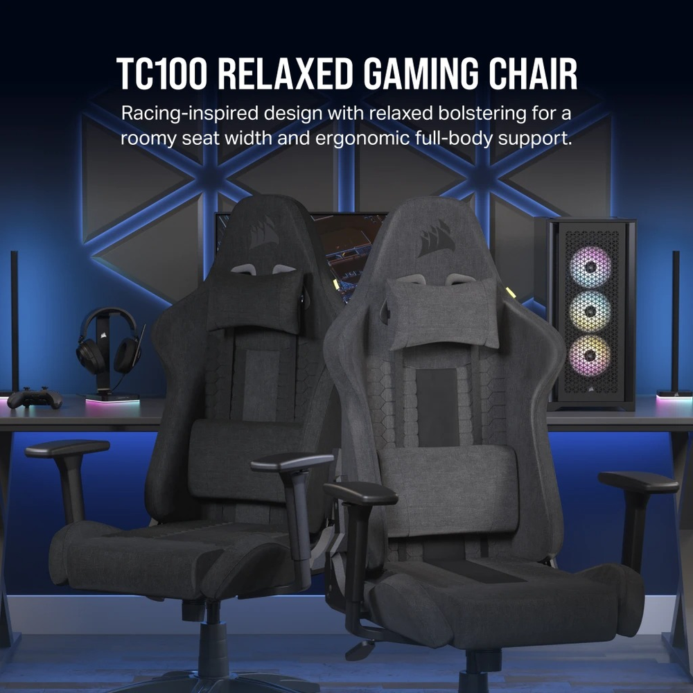 CORSAIR TC100 RELAXED - Fabric Gaming Chair, Black/Grey