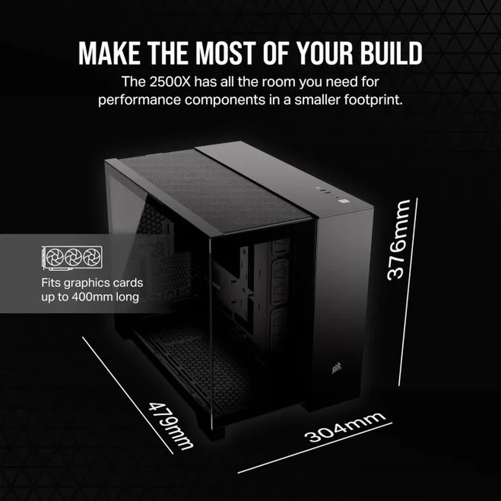 Corsair Chassis 2500X CC-9011265-WW Tempered Glass Mid-Tower, Black