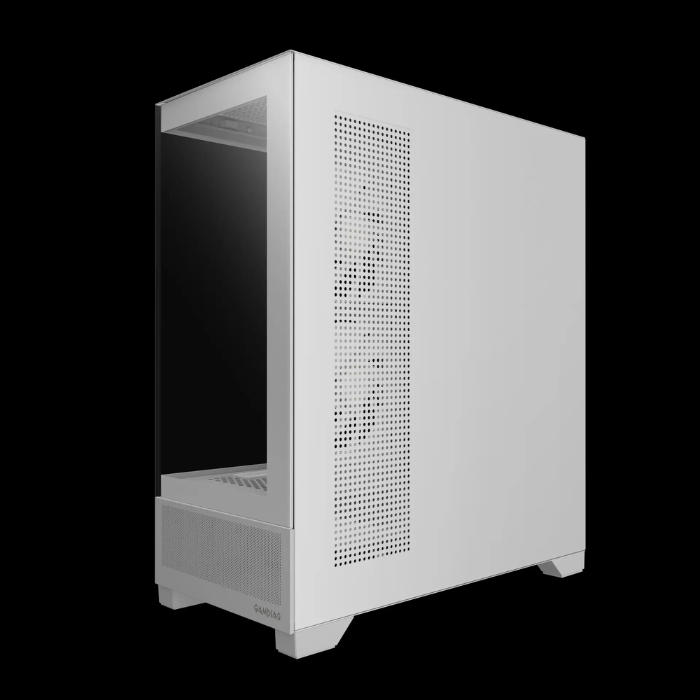 GAMDIAS ATLAS M1 WH ATX Mid Tower ARGB Gaming Case (White, Built-in Display, 3x120mm ARGB Fans, Tempered Glass)