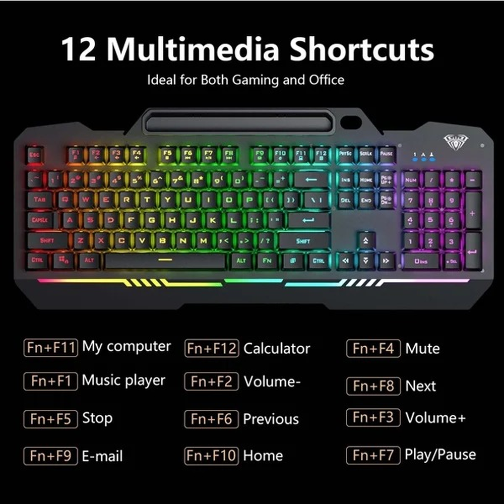 AULA T102 RGB Wired Gaming Keyboard & Mouse Combo | Black Panel, Black Keycaps (T102TB)