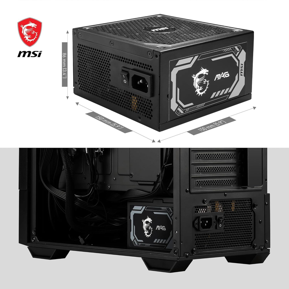 MSI MAG A1250GL PCIE5 1250W 80+ Gold Fully Modular PCIe 5.0 ATX 3.1 Power Supply Unit
