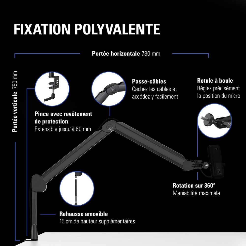 Elgato Wave Mic Arm – Premium Broadcasting Boom Arm with Cable Management