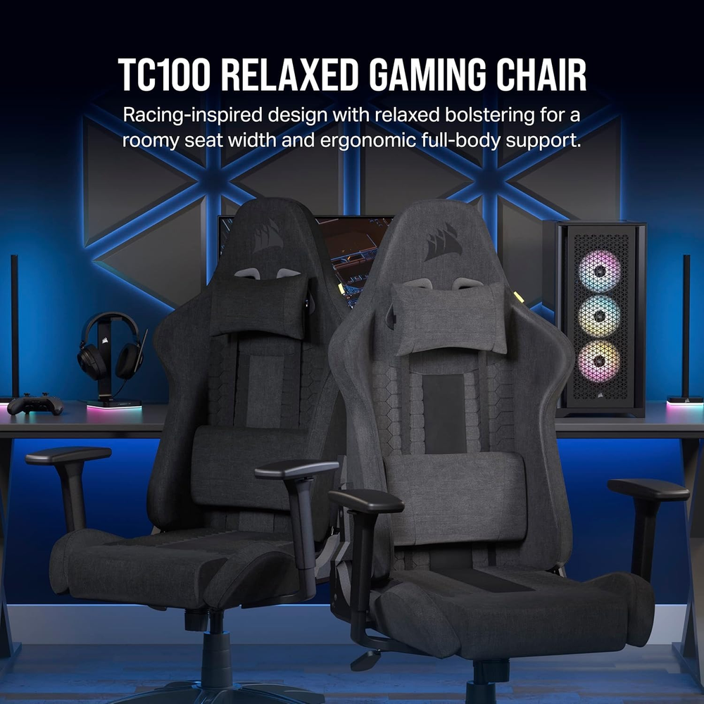 CORSAIR TC100 RELAXED - Fabric Gaming Chair, Black/Black