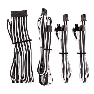 Corsair PREMIUM INDIVIDUALLY SLEEVED DC CABLE STARTER KIT, TYPE 4 (GENERATION 4), WHITE/BLACK 