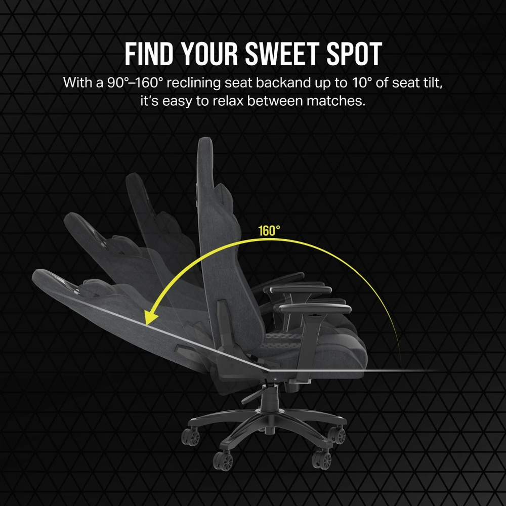 CORSAIR TC100 RELAXED - Fabric Gaming Chair, Black/Grey