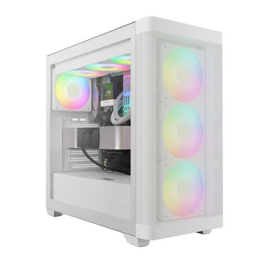 GAMDIAS ATHENA M3 WH ARGB E-ATX Mid Tower Gaming Case (White, Mesh Front, 4 ARGB Fans)
