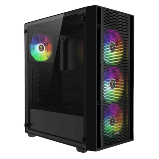 GAMDIAS AURA GC2 ELITE V2 ARGB ATX Mid Tower Gaming Case (Black, Mesh Front, 4x120mm ARGB Fans, Tempered Glass)