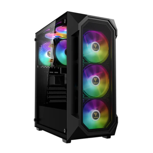 GAMDIAS AURA GC1 ELITE V2 ARGB ATX Mid Tower Gaming Case (Black, Mesh Front, 4x120mm ARGB Fans, Tempered Glass)