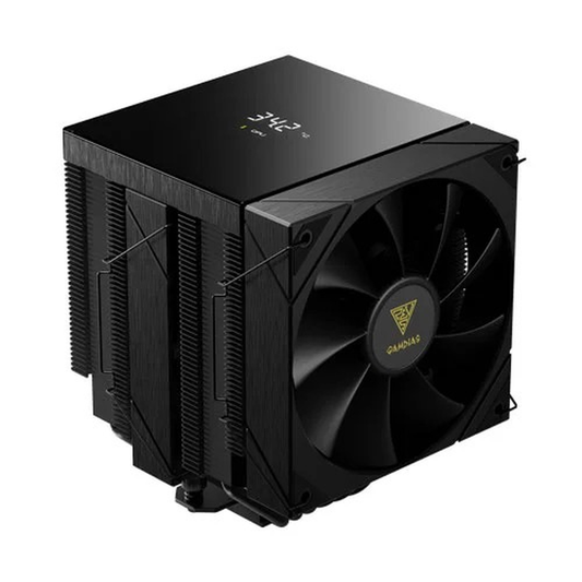 GAMDIAS BOREAS P2-62D Dual-Tower LCD CPU Air Cooler (Digital Display, 6 Heat Pipes, Dual 120mm PWM Fans, LGA 1851 / AM5 Support)