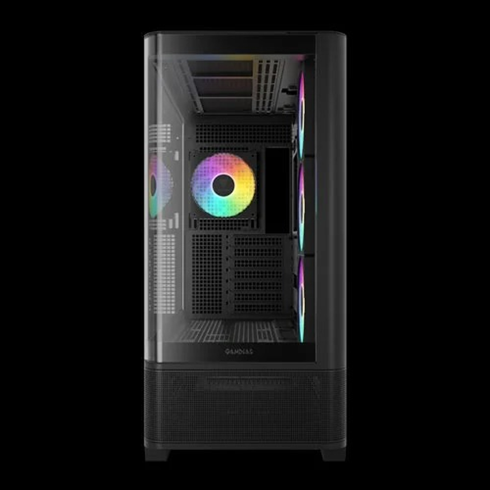GAMDIAS ATLAS P2 CG ARGB ATX Mid Tower Gaming Case (Black, 270° Curved Glass, Built-in Monitor, 4x120mm ARGB Fans,
