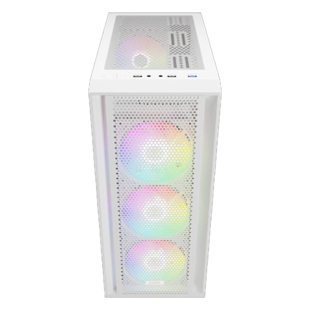 GAMDIAS AURA GC2 ELITE WH V2 ARGB ATX Mid Tower Gaming Case (White, Mesh Front, 4x120mm ARGB Fans, Tempered Glass)