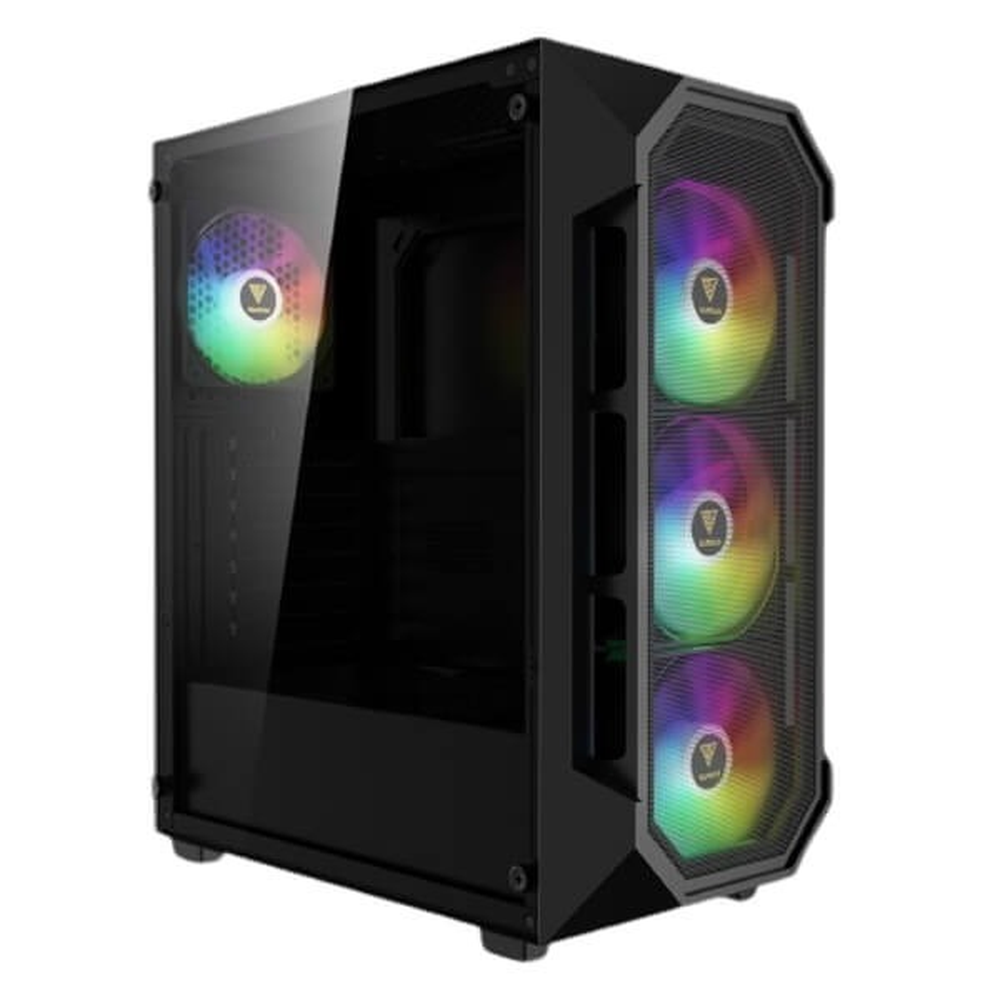 GAMDIAS AURA GC1 ELITE V2 ARGB ATX Mid Tower Gaming Case (Black, Mesh Front, 4x120mm ARGB Fans, Tempered Glass)
