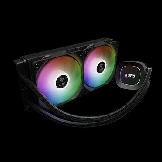 GAMDIAS AURA GL240 LITE ARGB 240mm CPU Liquid Cooler (Dual 120mm PWM Fans, Copper Base, Intel LGA 1851/1700 & AMD AM5/AM4)