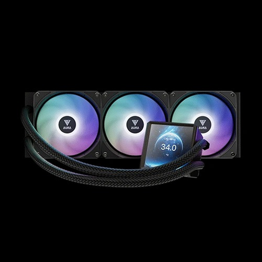 GAMDIAS AURA GL360 LCD ARGB 360mm CPU Liquid Cooler (Black)