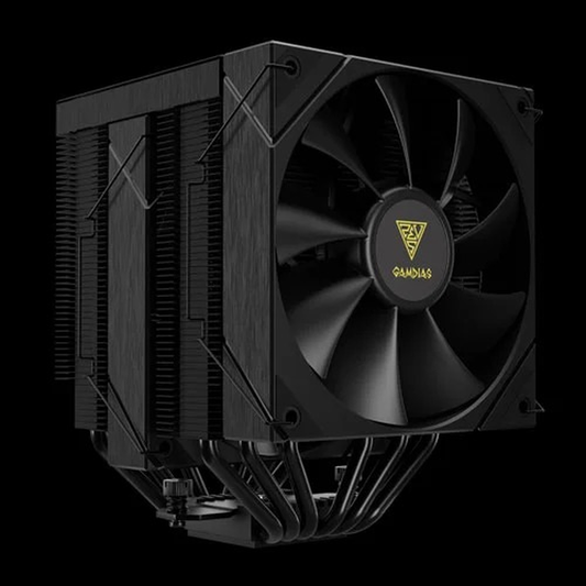 GAMDIAS BOREAS P2-62D Dual-Tower LCD CPU Air Cooler (Digital Display, 6 Heat Pipes, Dual 120mm PWM Fans, LGA 1851 / AM5 Support)