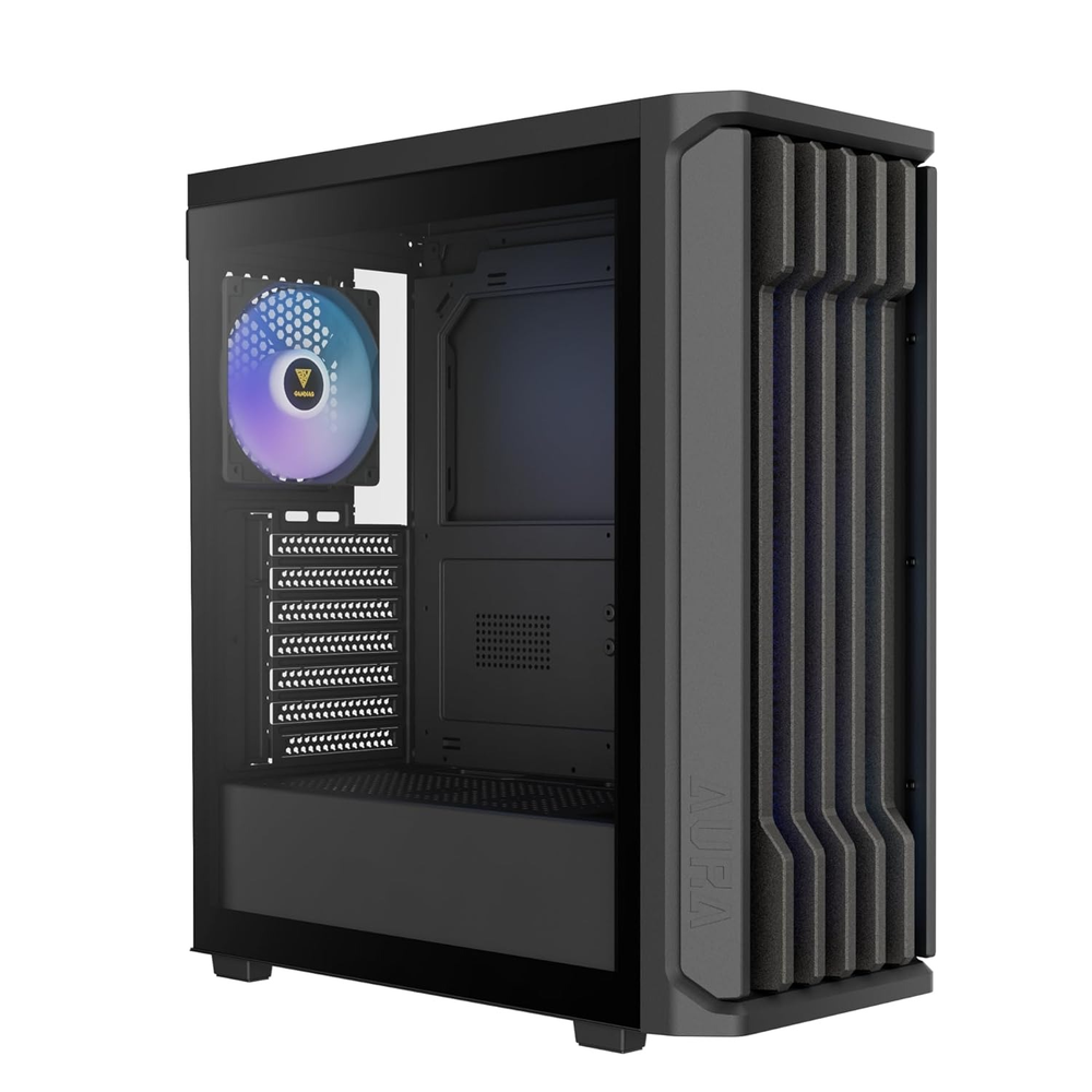 GAMDIAS AURA GC11 ARGB Mid Tower PC Case (Black, Bar Mesh Front, 4×120mm ARGB Fans, ATX Support, 360mm Radiator, Panoramic Tempered Glass)