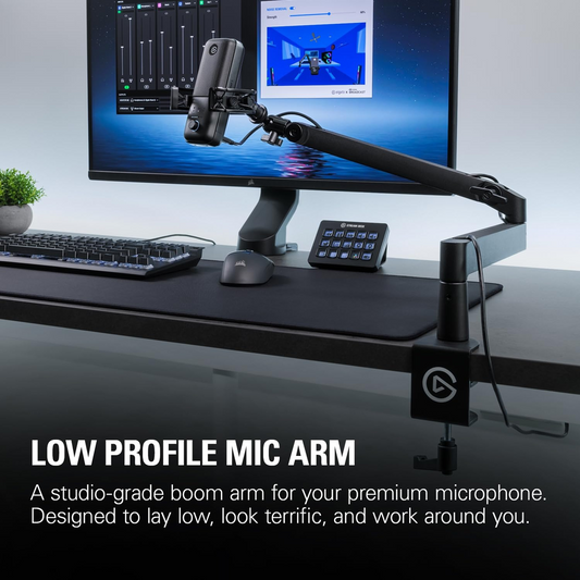 Elgato Wave Mic Arm LP – Low-Profile Studio Boom Arm with Magnetic Cable Management (Black)