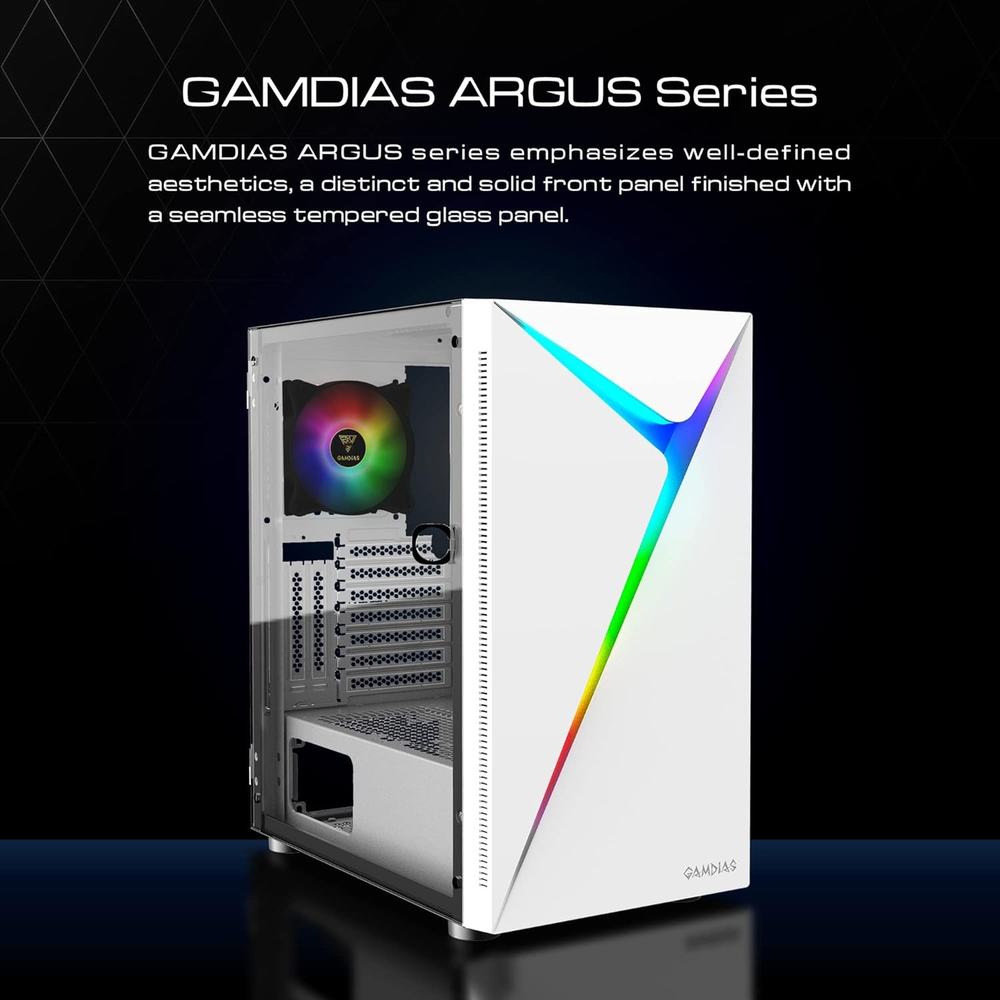 GAMDIAS Argus E4 Elite WH RGB ATX Mid Tower Gaming Case (White)