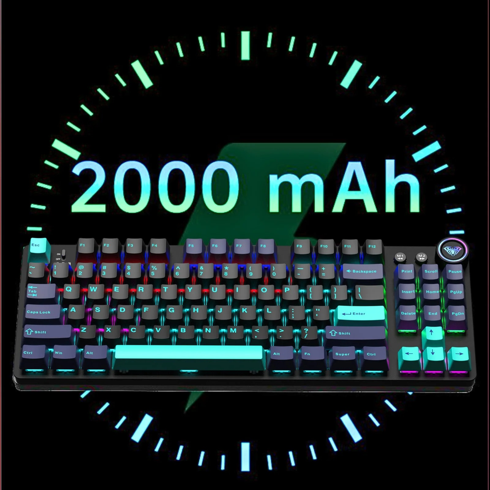AULA M75 Tri-Mode TKL Wireless Mechanical Gaming Keyboard | Black Blue Green (M75GB)