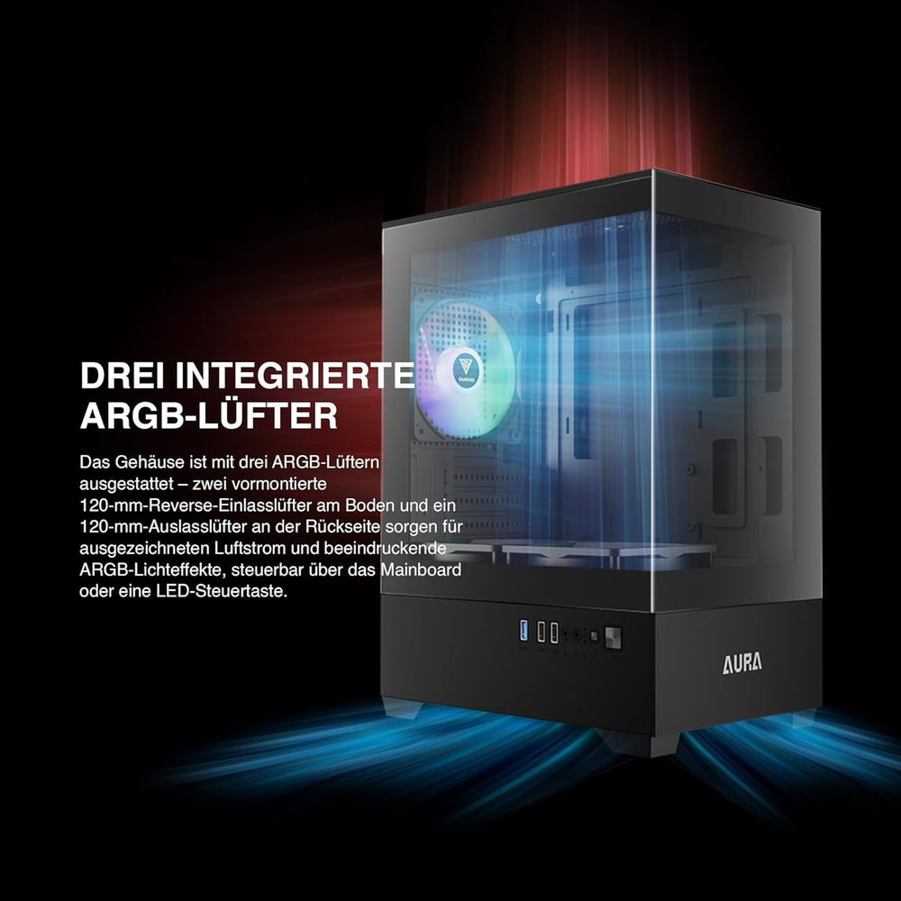 GAMDIAS AURA GC9M ARGB M-ATX Mini Tower Gaming Case (Black)