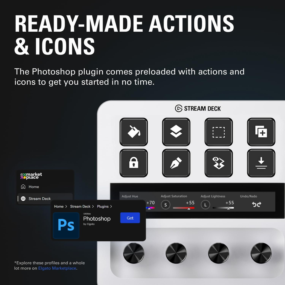 Elgato Stream Deck + White – Control Surface with LCD Keys, Dials & Touch Strip