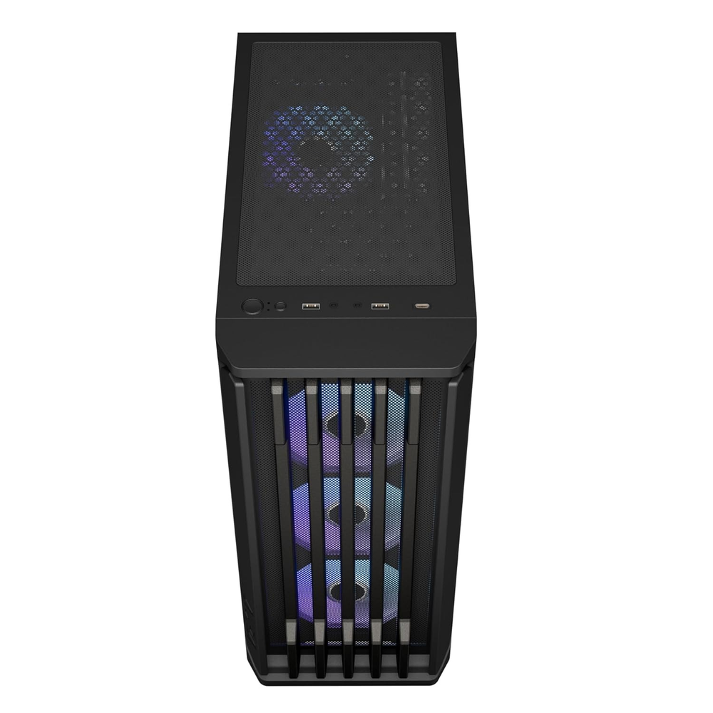 GAMDIAS AURA GC11 ARGB Mid Tower PC Case (Black, Bar Mesh Front, 4×120mm ARGB Fans, ATX Support, 360mm Radiator, Panoramic Tempered Glass)