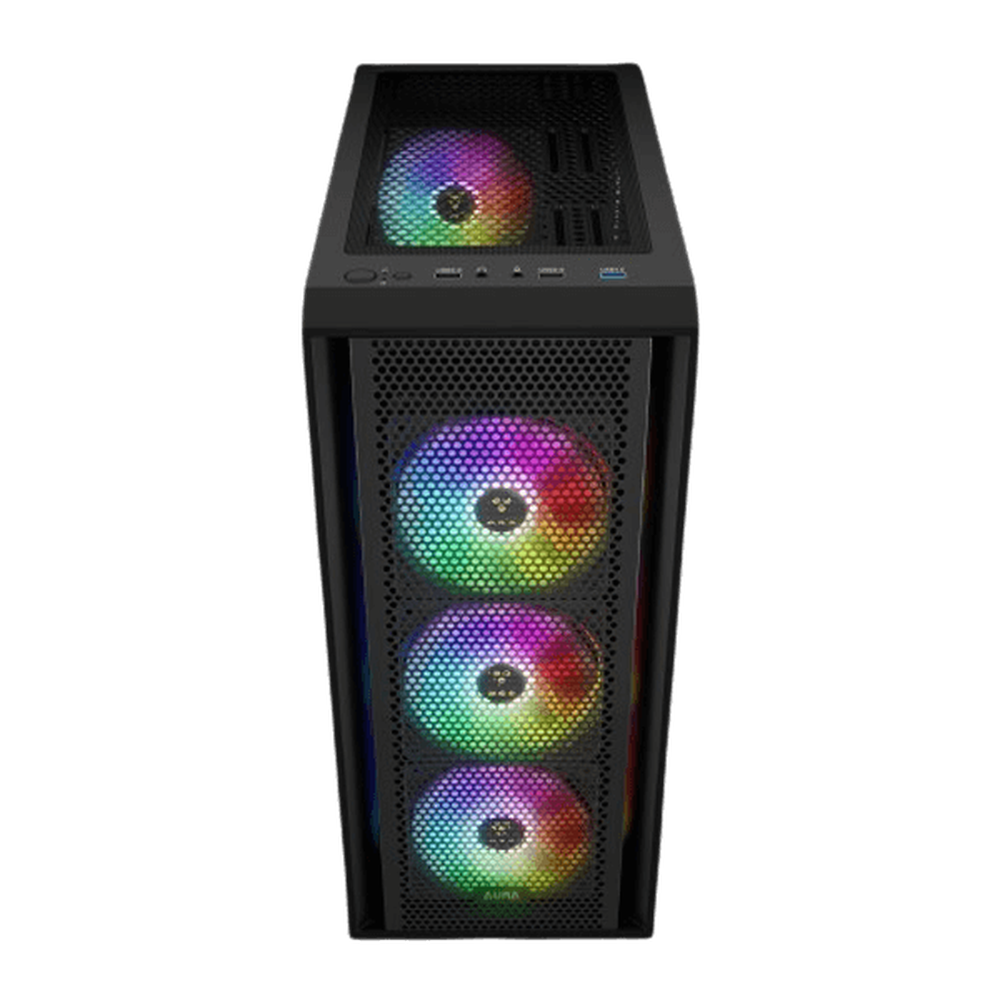 GAMDIAS AURA GC2 ELITE V2 ARGB ATX Mid Tower Gaming Case (Black, Mesh Front, 4x120mm ARGB Fans, Tempered Glass)