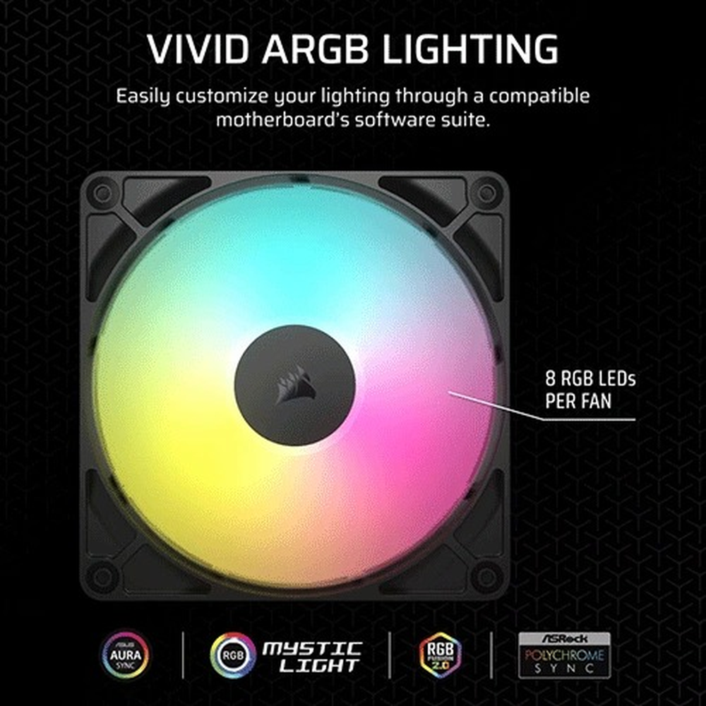 CORSAIR RS140 ARGB, 140mm ARGB Fan, Dual Pack