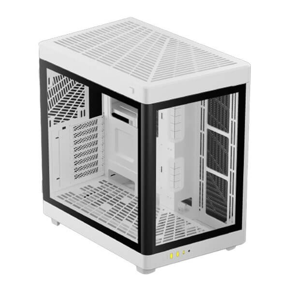 GAMDIAS NESO P1 W E-ATX Full-Tower PC Case (White, Dual-Chamber, Trapezoid, Panoramic Glass)