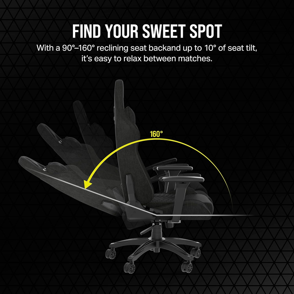 CORSAIR TC100 RELAXED - Fabric Gaming Chair, Black/Black